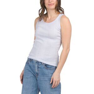 GOLDIE TEE Blue Pima Cotton Variegated Ribbed Tank